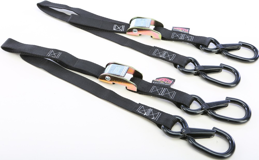 POWERTYE TIE-DOWN CAM SEC HOOK WATERCRA WATER CRAFT 1"X3' BLACK PAIR