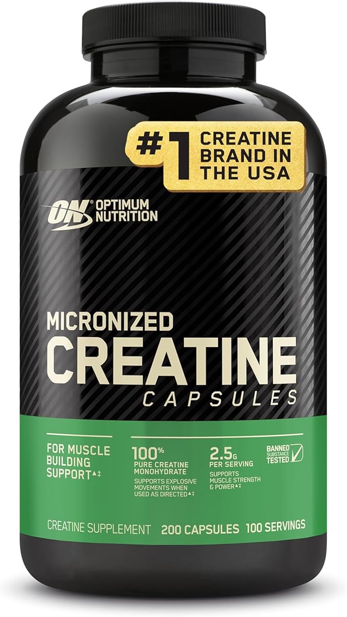 Optimum Nutrition Micronized Creatine Monohydrate Capsules 200 Caps Exp 05/2028