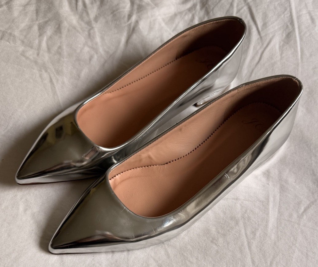 J Crew Flats Ballet Flats Size 9 Silver Brand New Point Toe