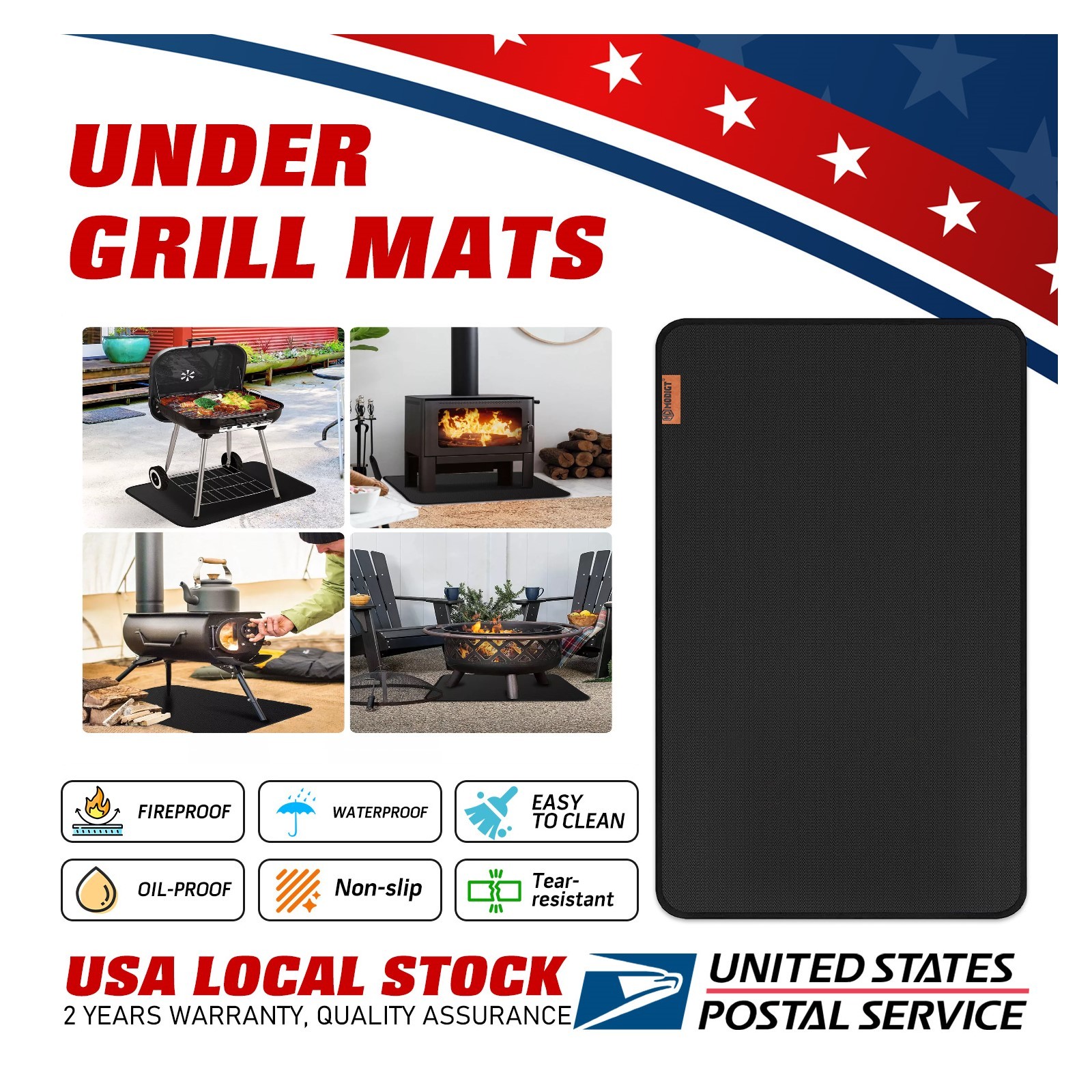 NEW Under Grill Mats for Outdoor Grill, Fireproof Reusable Grill Mat 48" x 30"
