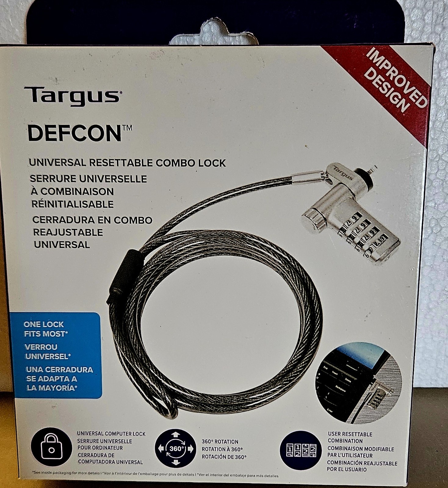 Targus DEFCON Ultimate Universal Resettable Combination Lock - NEW For Laptops +