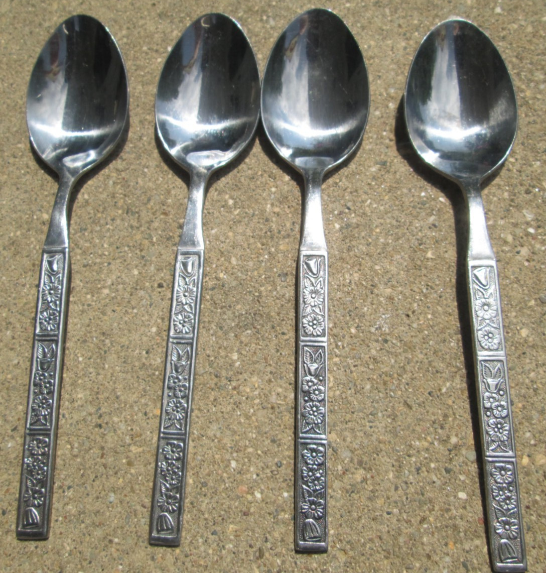 4 Northland Stainless Korea Spring Fever Pattern Dessert Spoons