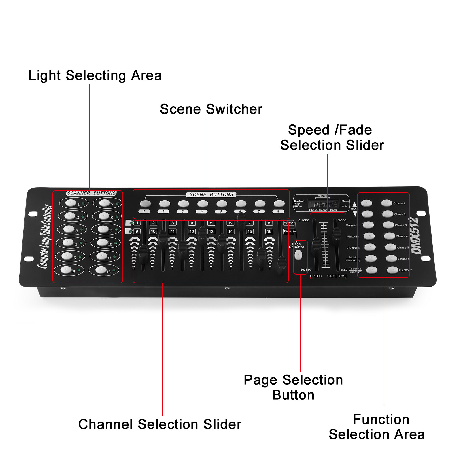 DMX512 DJ Controller 192CHs Stage Lighting Console Disco Light Operator Show