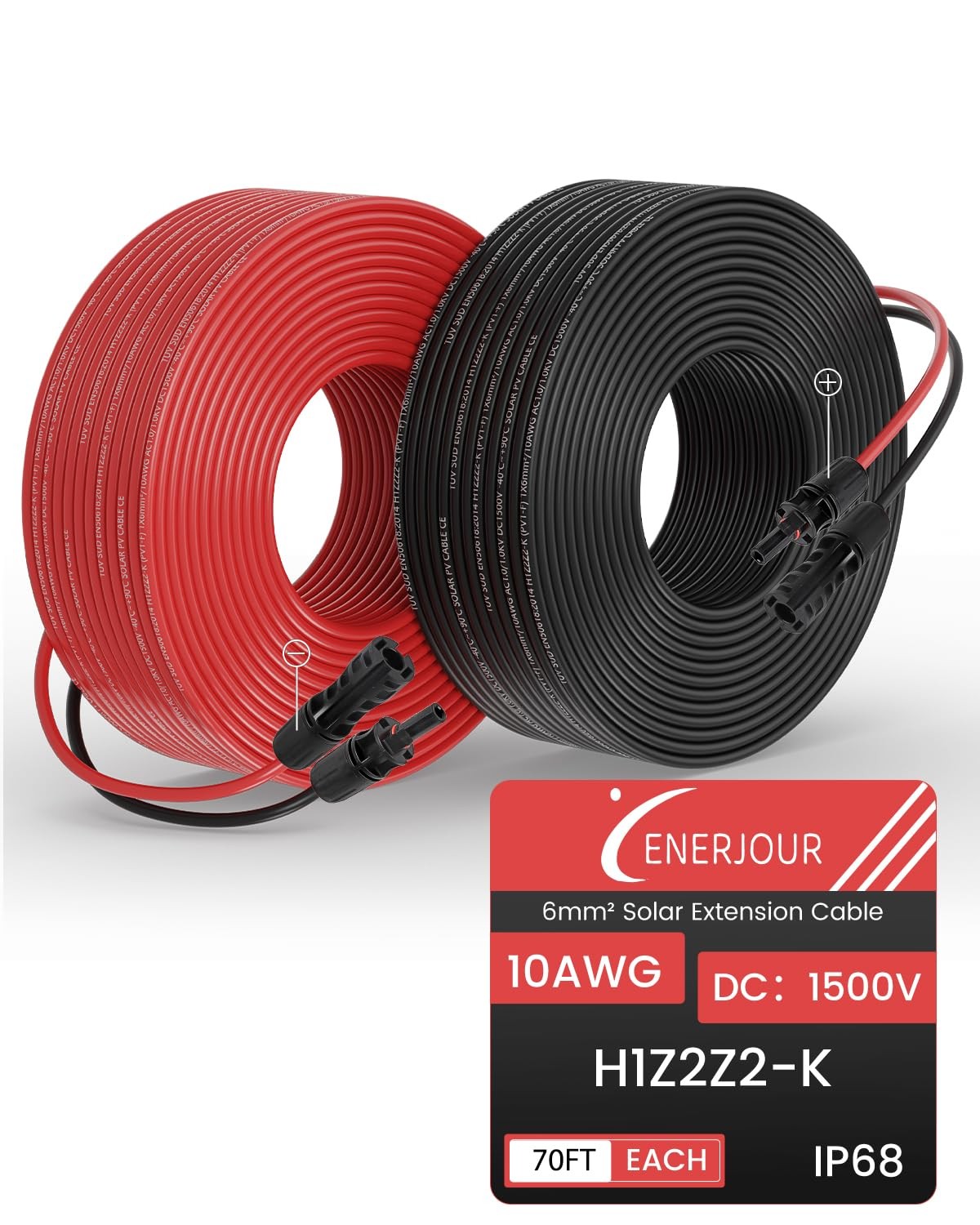 Enerjour 10Awg Solar Extension Cable 70Ft Solar Panel Wire 10 Gauge Tinned