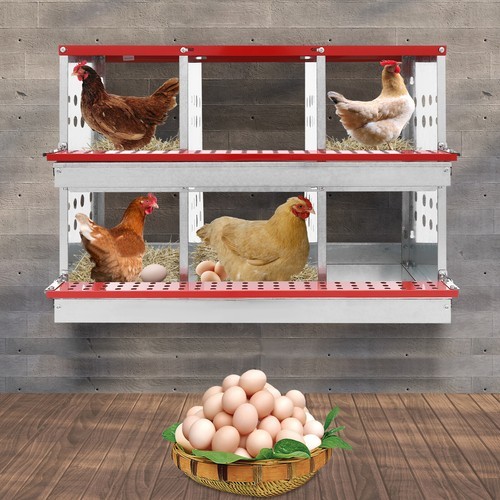 2-Layers 6-Compartments Chicken Nesting Case Chicken Coop Box Nesting Box 50kg