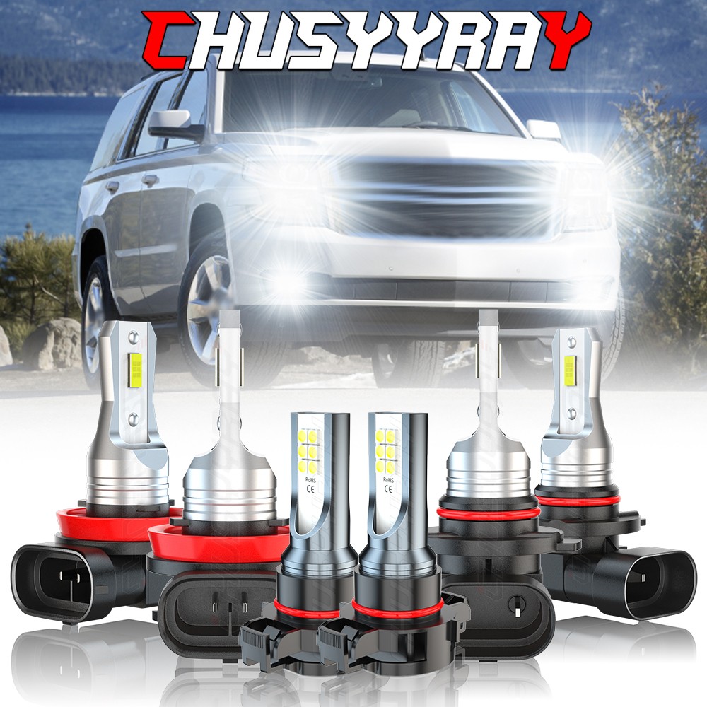 For 2007-2014 Chevy Suburban Tahoe 6x 6000K LED Headlight + Fog Light Bulbs Kits