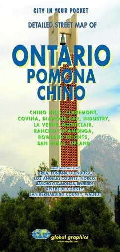 Detailed Street Map of Ontario, Pomona & Chino, California, by Global Graphic