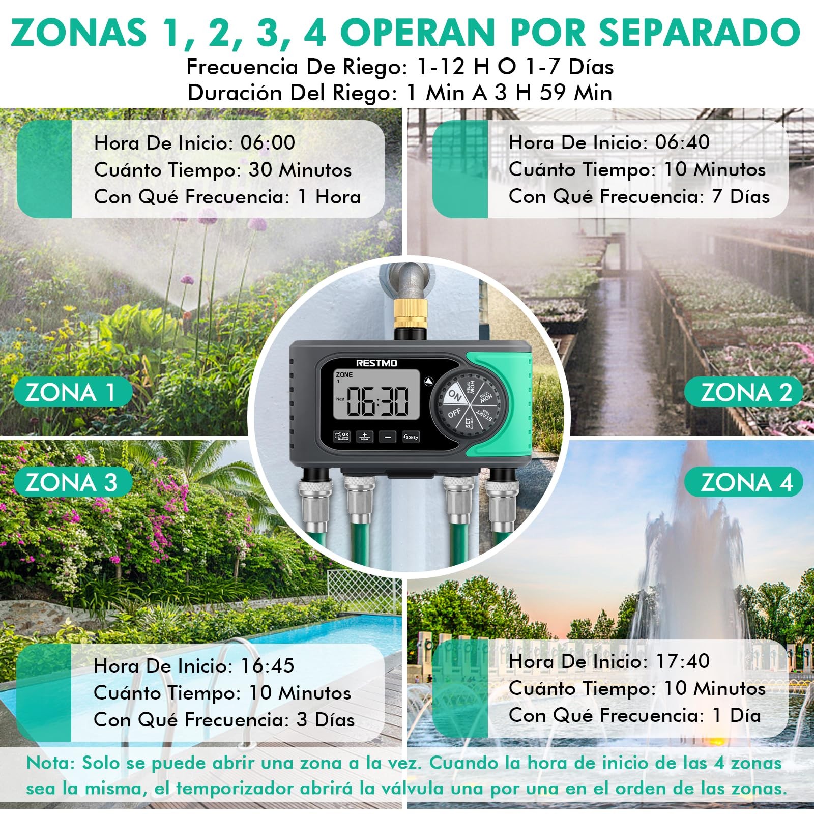 4Zone Sprinkler Timer, Programmable Water Timer for Garden Hose