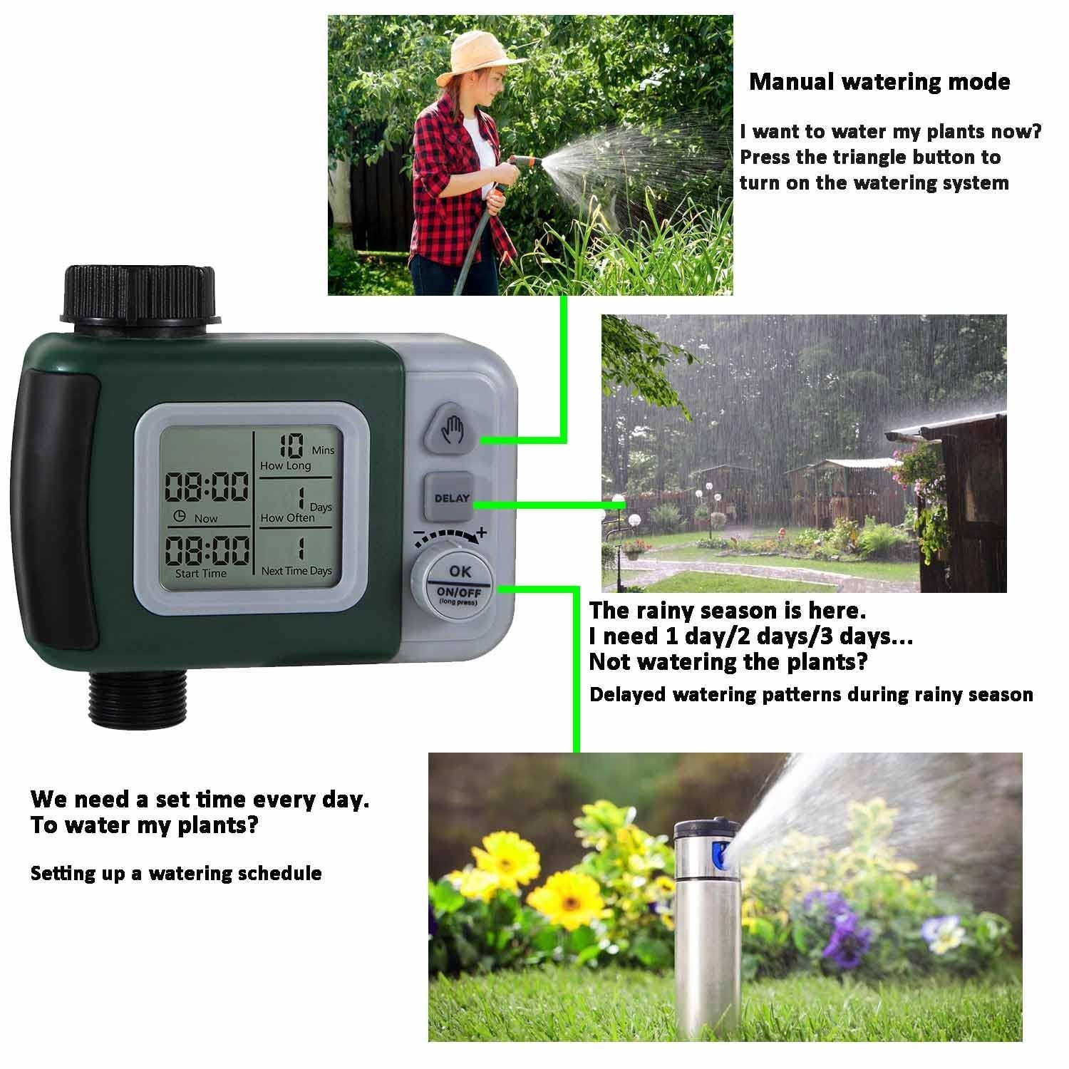 Automatic Watering System Water Timer Easy to Program Three Modes Automatic S...