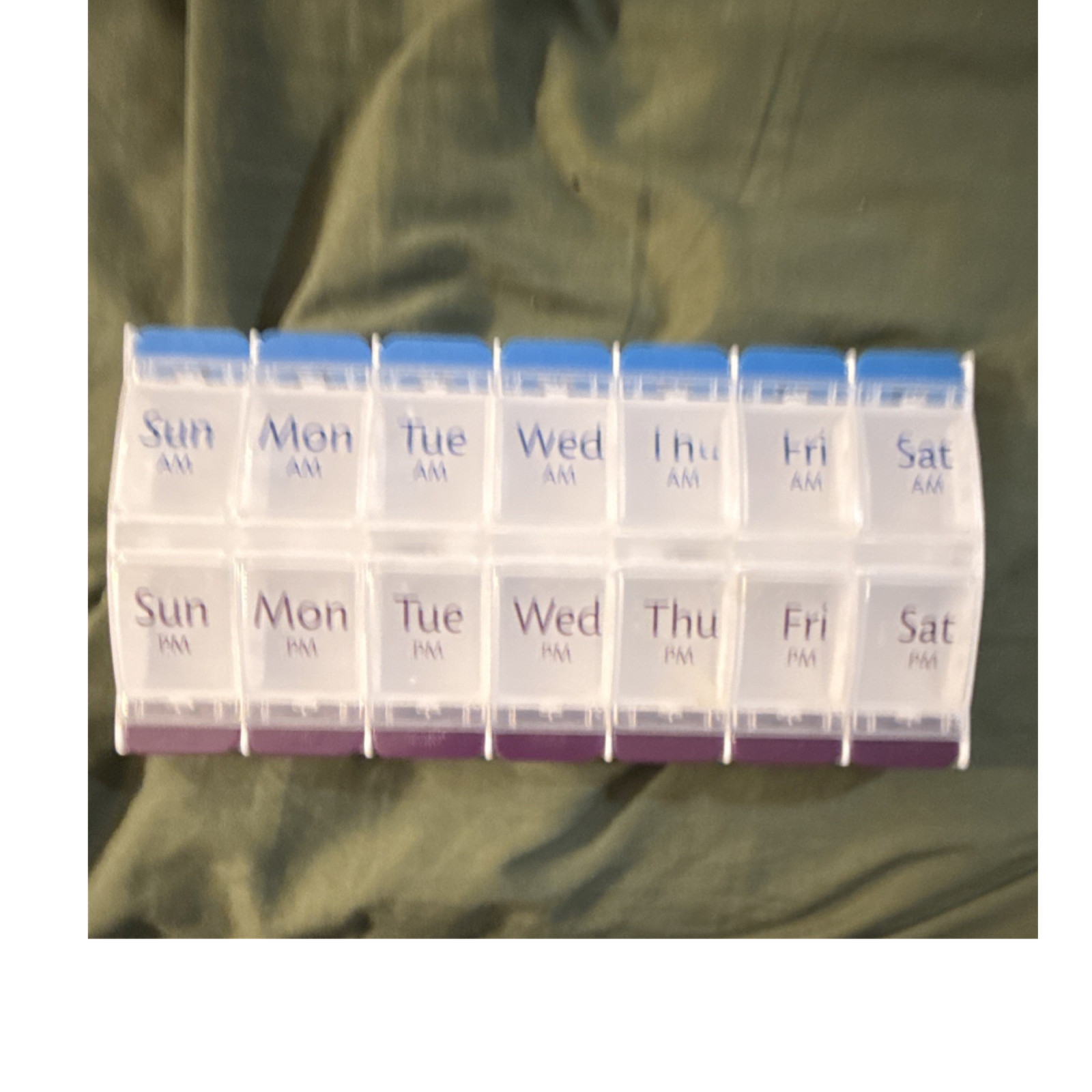 Acu-Life 7-Day AM/PM Jumbo Pill Organizer Clear Blue Purple Adjustable