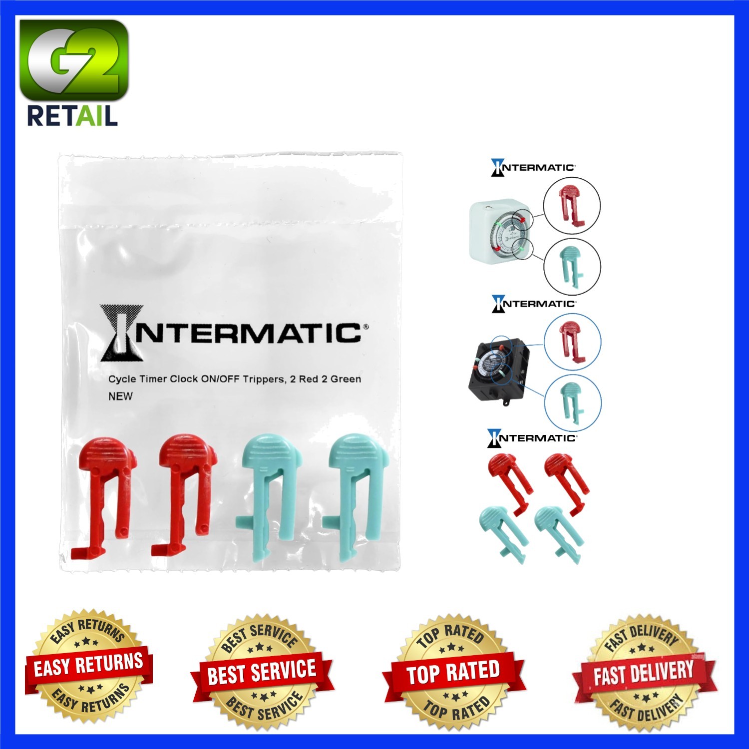 Intermatic-Compatible Timer Switch Trippers - 2 Red & 2 Green for Easy Setup