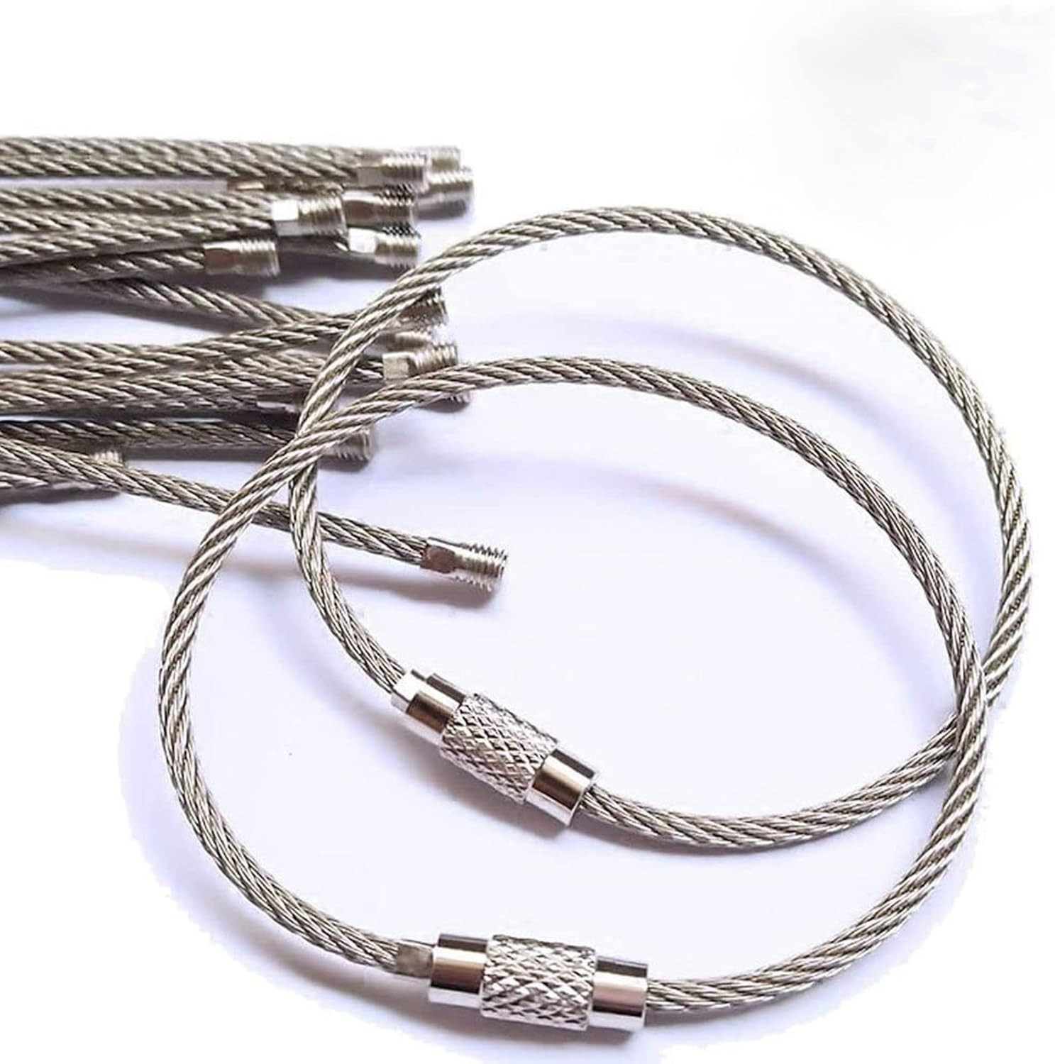 20Pcs Stainless Steel Wire Keychain Cable Key Ring for Outdoor Hiking,6 Inch