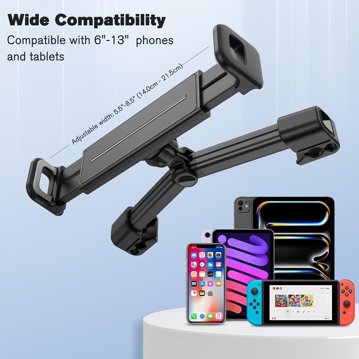 Car Headrest Tablet Holder Adjustable Mount for iPad Galaxy Road Trip Essentials