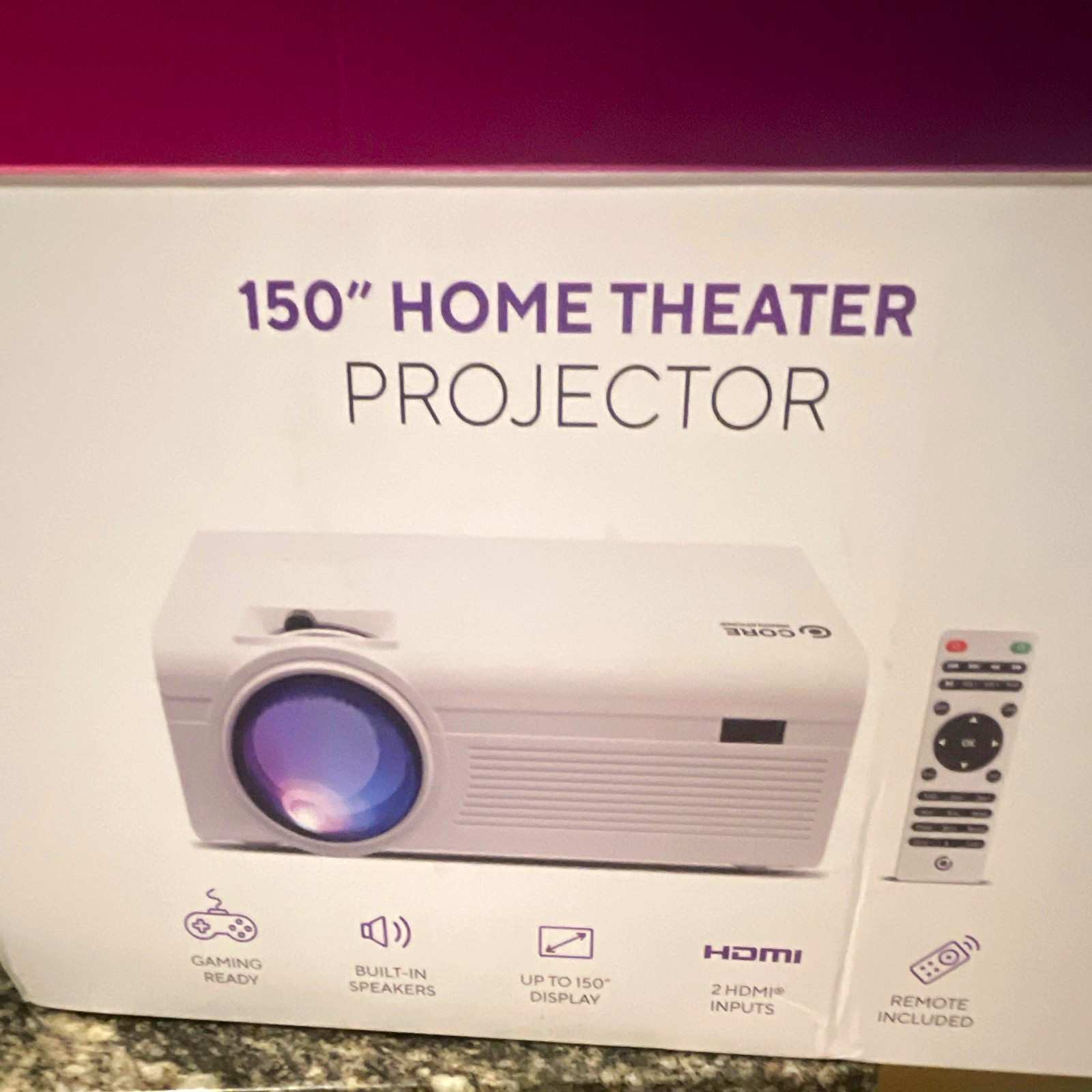 CORE Innovations CJR600WH 150" Home Theater Projector 1080p HDMI USB VGA White