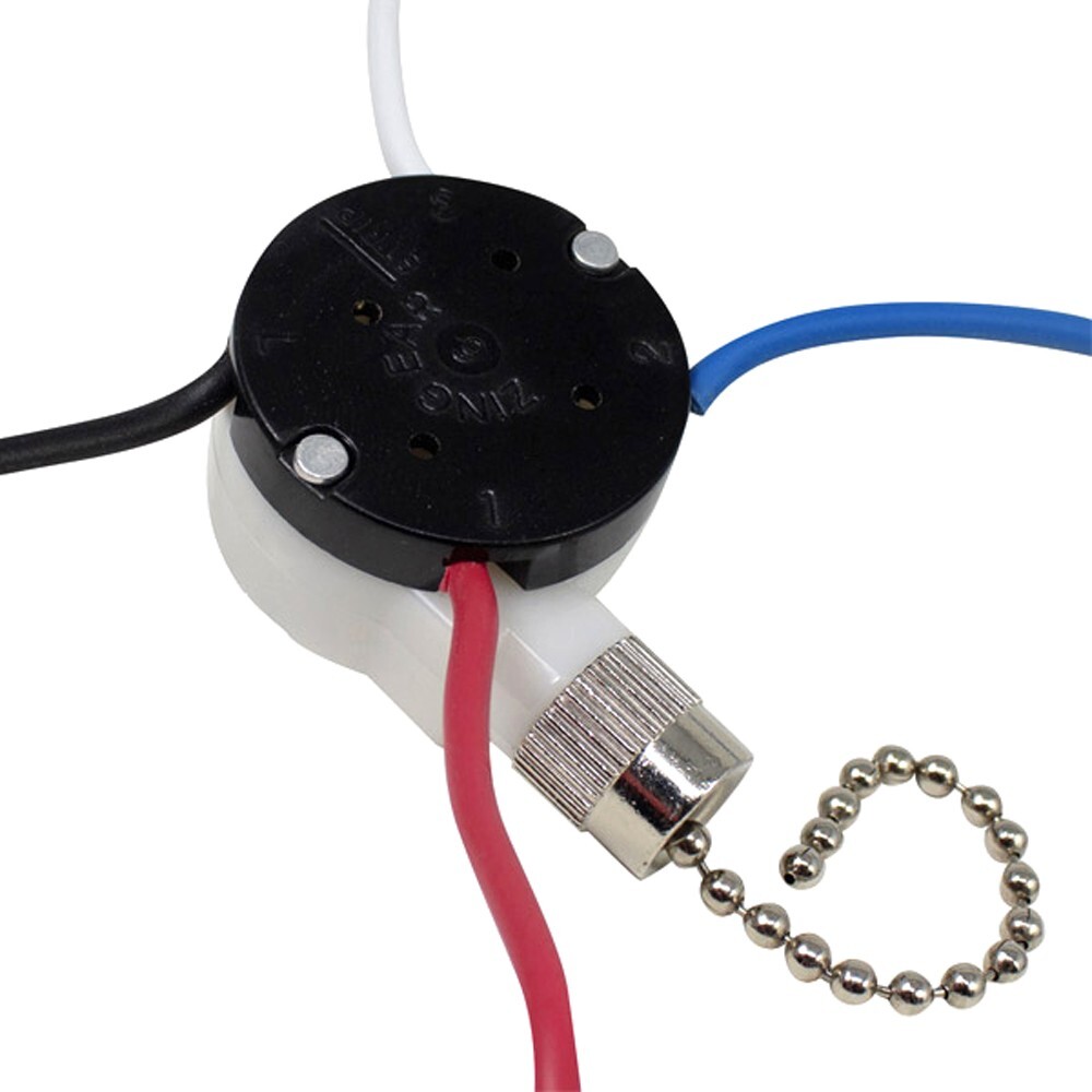 Zing Ear ZE-208S 3 Speed 4 Wire Ceiling Fan Pull Chain Switch Replacement Nickel