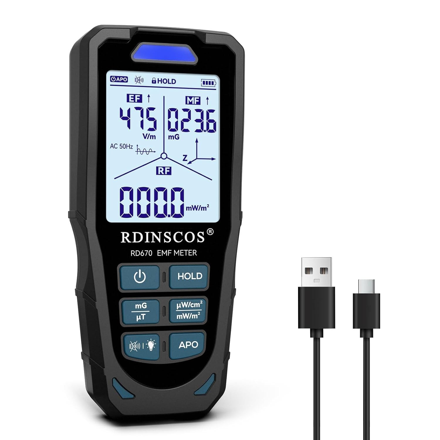 Electric Magnetic RF Field Tester LCD Display