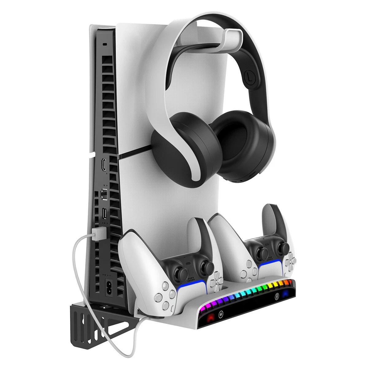 Wall Mount Bracket Charging Dock with RGB LED Light for PS5 PRO/PS5 Slim/PS5