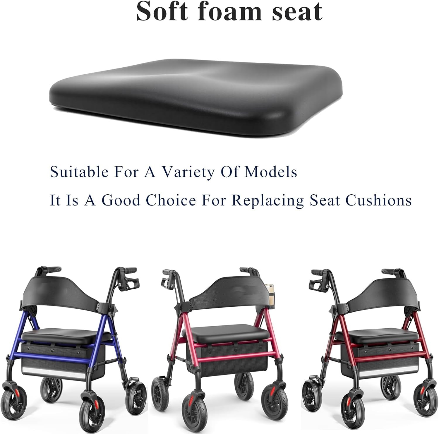 Rollator Seat Cushion, 14.1 "x12.2 Replacement, 14.1"x12.2", Back