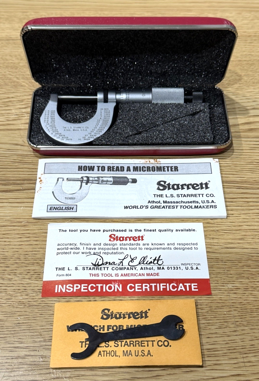 Starrett No. 230RL - .0" to 1.000" Outside Micrometer - Made in the U.S.A. - 230