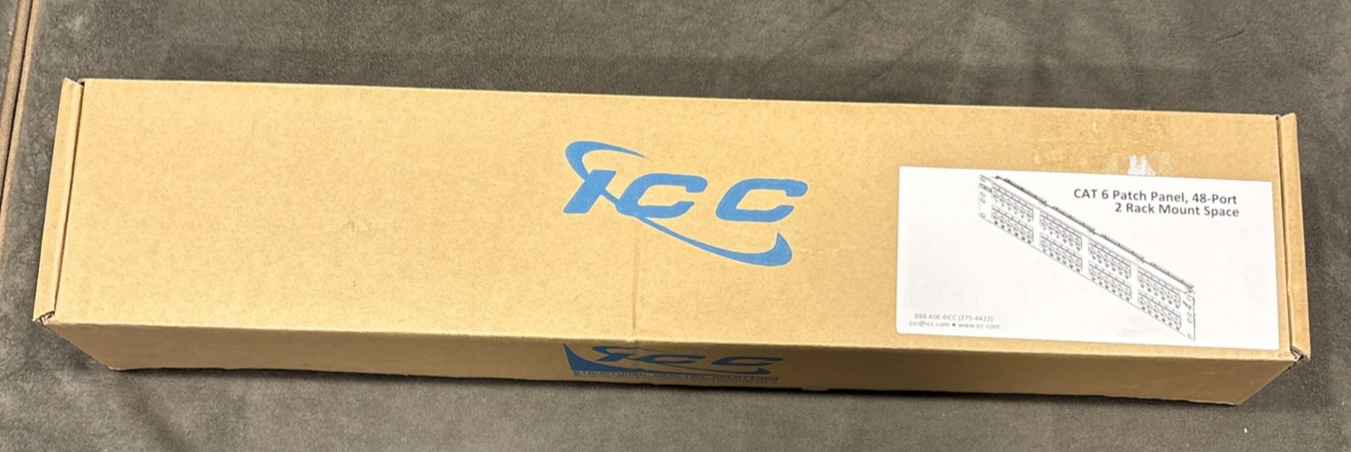 ICC ICMPP04860 PATCH PANEL, CAT 6, 48-PORT, 2 RMS, NEW IN BOX