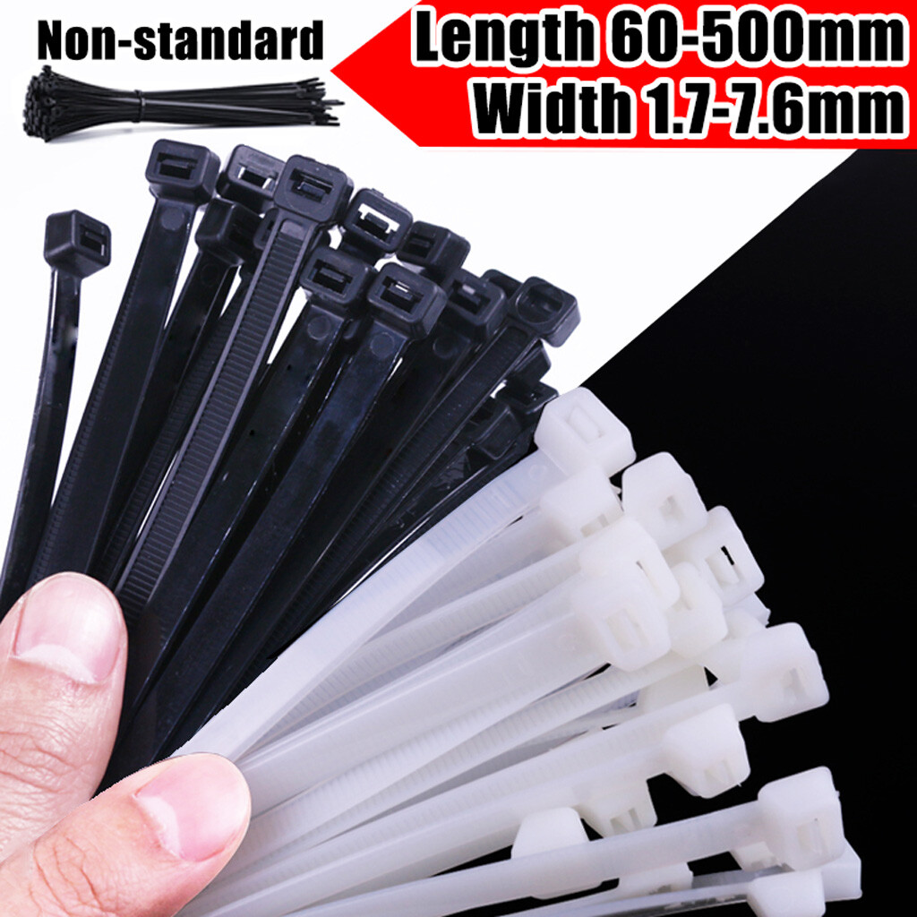 Wire Cable Zip Ties Wraps Black White Nylon Plastic 1.7-7.6mm Wide 60-500mm Long