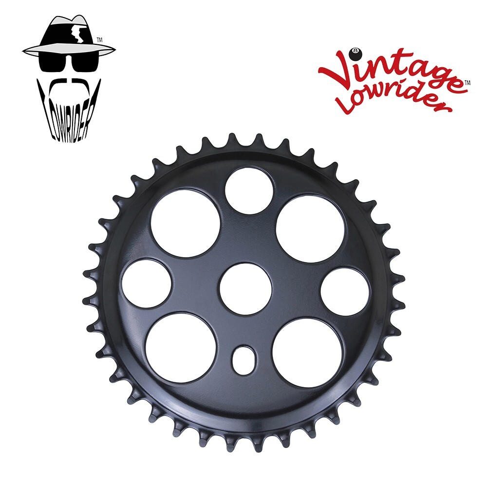 F&R ORIGINAL LOWRIDER BICYCLE CHAINRING 44t LUCKY 7 1/2"X 1/8" Black BIKE