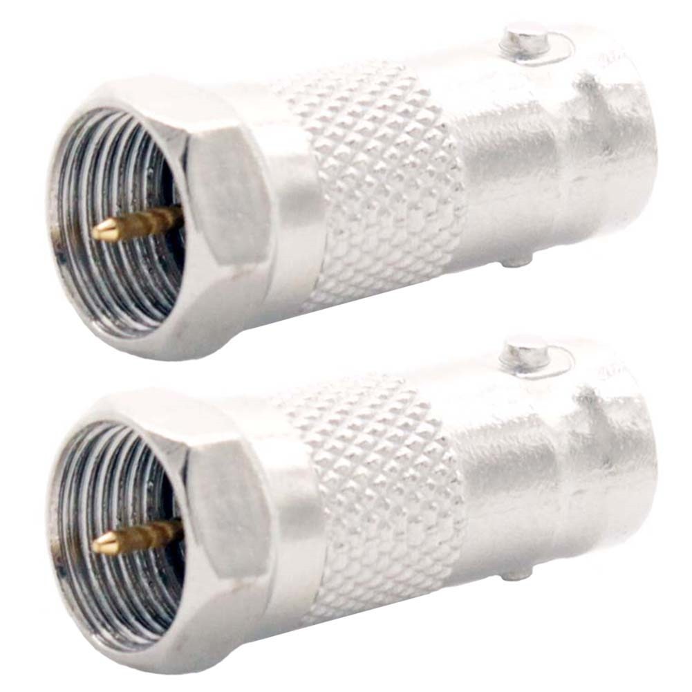 2 Pcs BNC Female Jack to F Type Male Coaxial Coax Cable Plug Adapter Connector