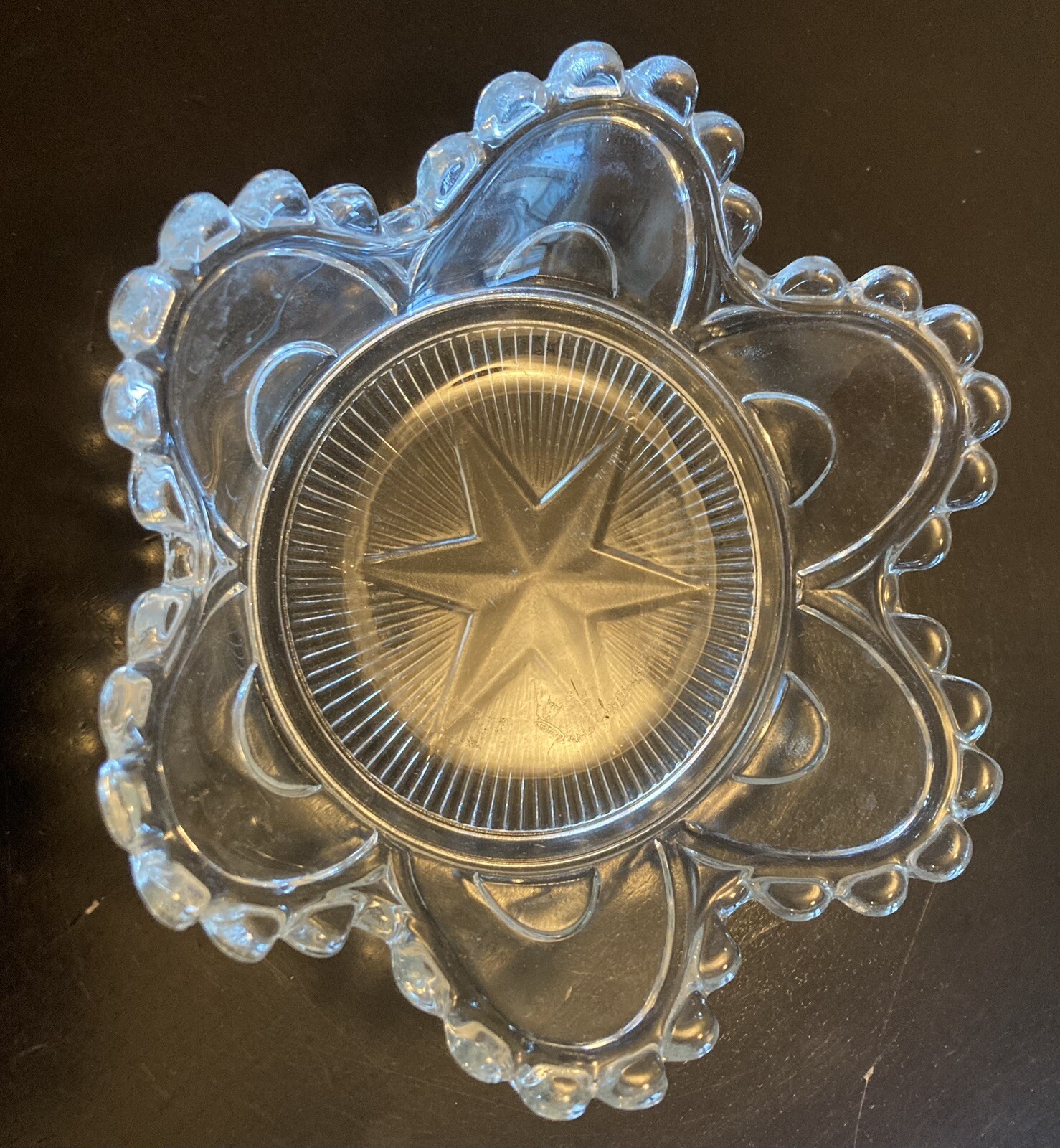 Clear Glass Catch All Tray 6.5” x 2.25” tall Elegant Bowl Small Star Shape
