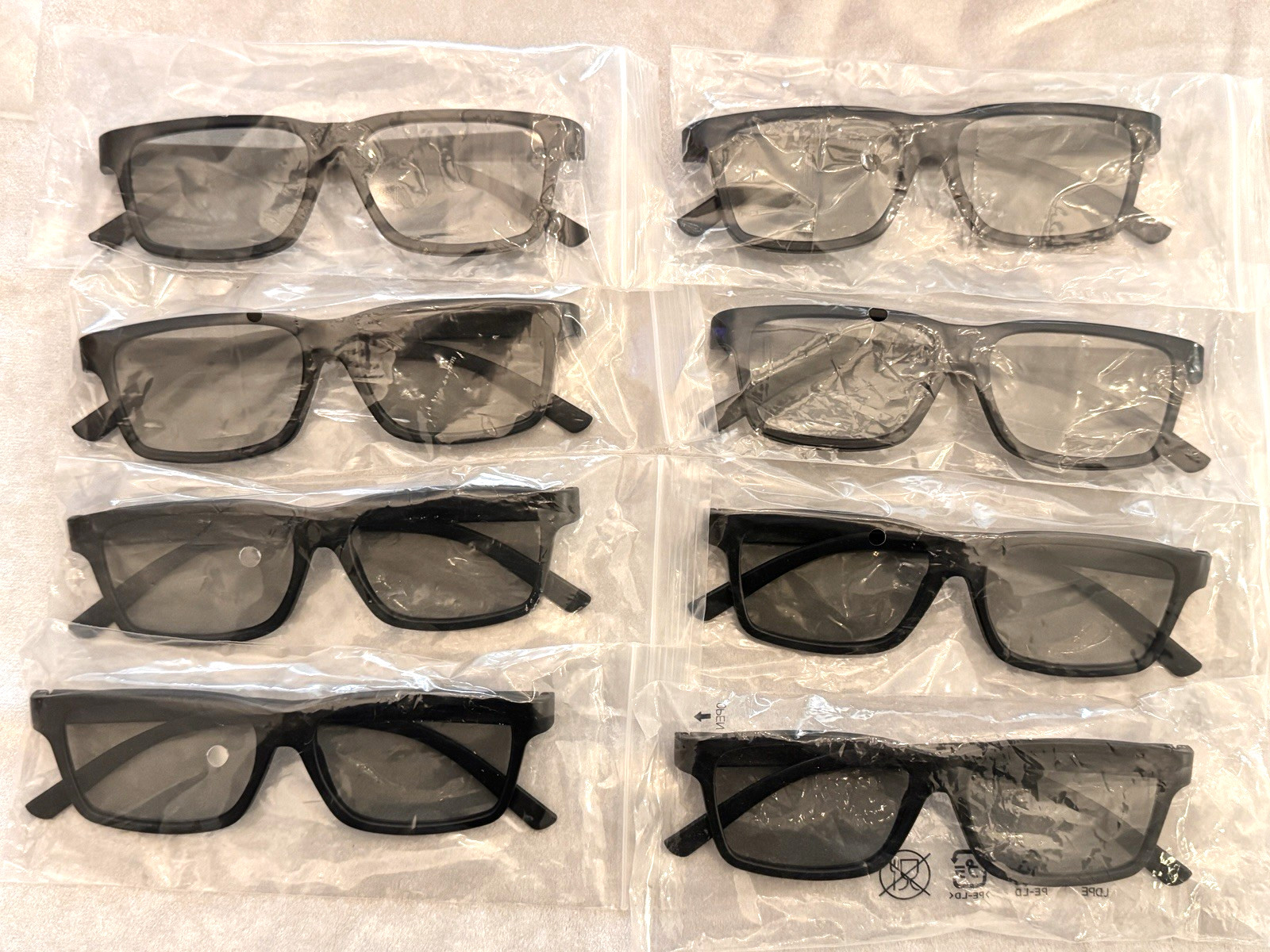 LOT of 8 Adult Passive 3D Polarized Plastic Rimmed Eyeglasses for 3D LG TV DVDs