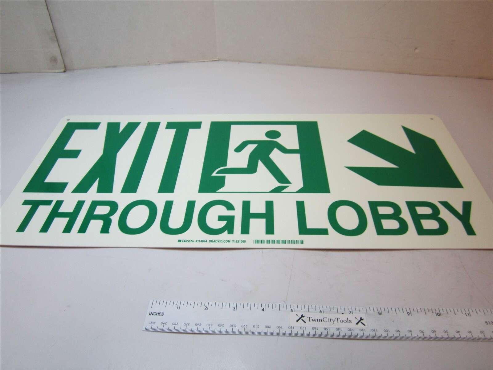 Brady 114644 Exit Glow-In-The-Dark Running Man and Arrow Down Right 10" x 22"
