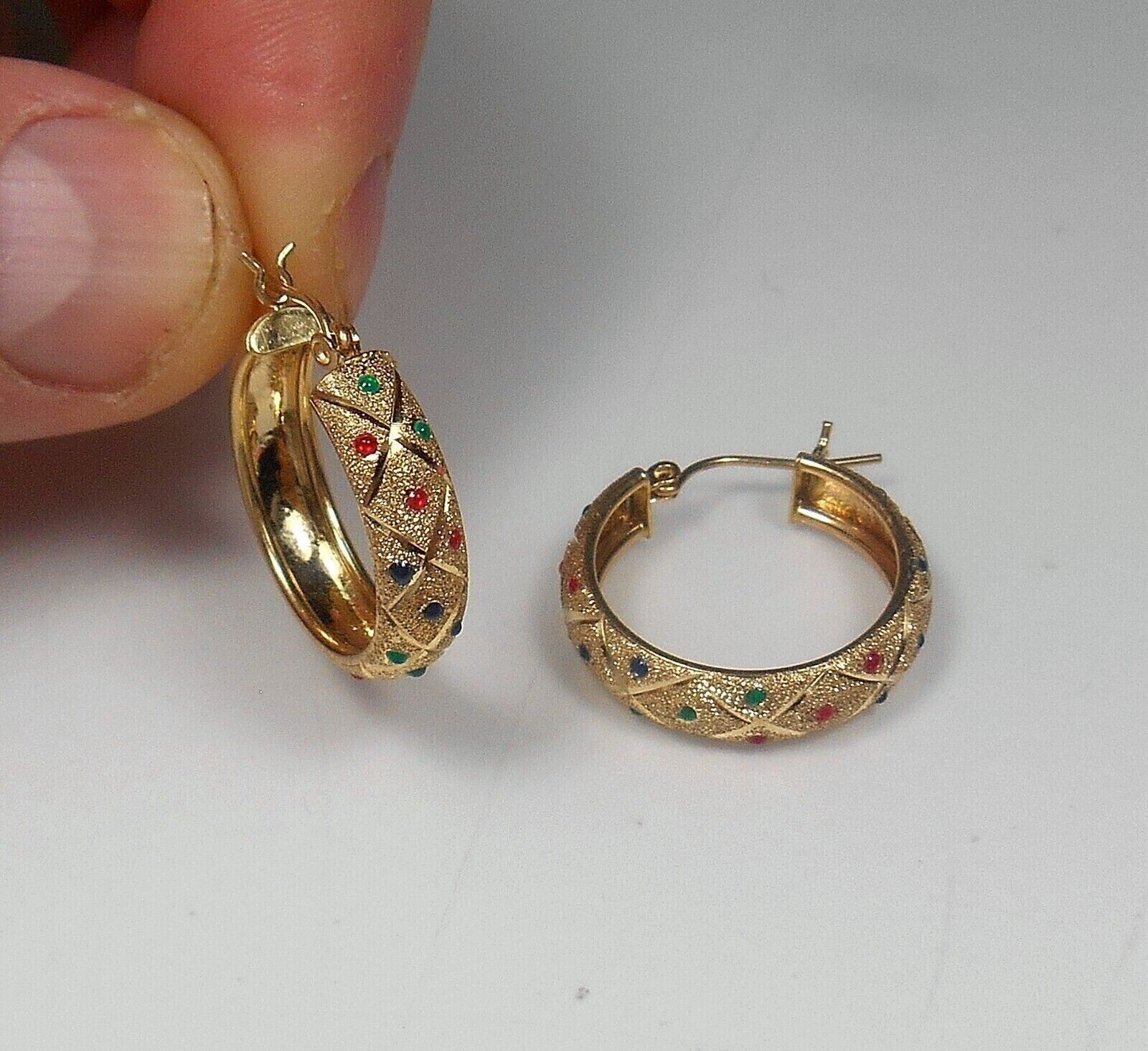 1.50Ct Round Simulated Multicolor Huggie Hoop Earrings 14K Yellow Gold Plated