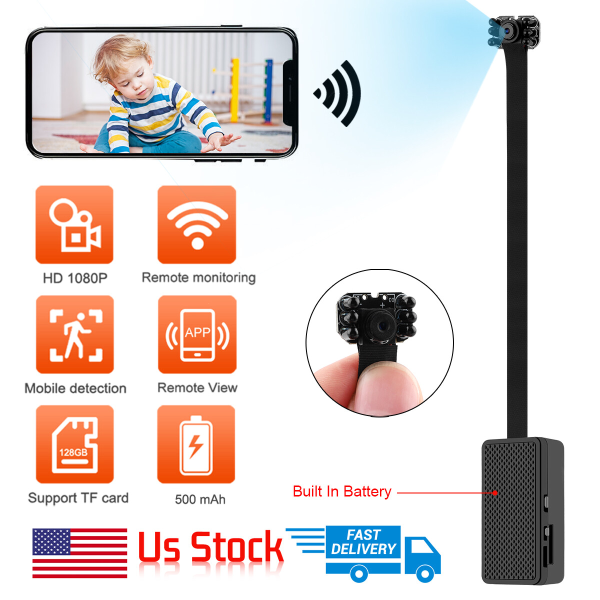 Wireless WiFi 4K 1080p HD small Security Camera DIY Screw Mini  DVR