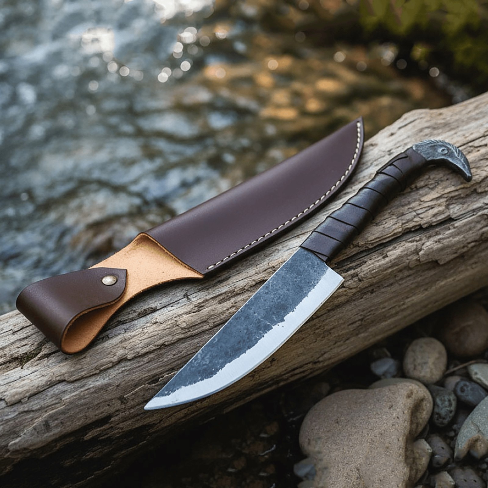 Handmade Sons of Odin: 9.5-Inch Norse Viking Knife with Raven's Head Hilt