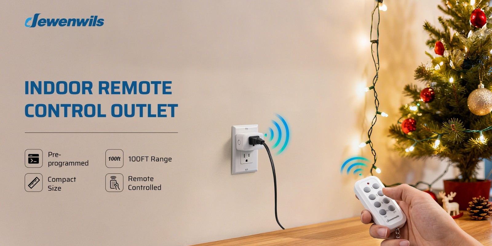 DEWENWILS Wireless Remote Outlets (3 Outlets + 1 Remote) - 100ft RF,UL