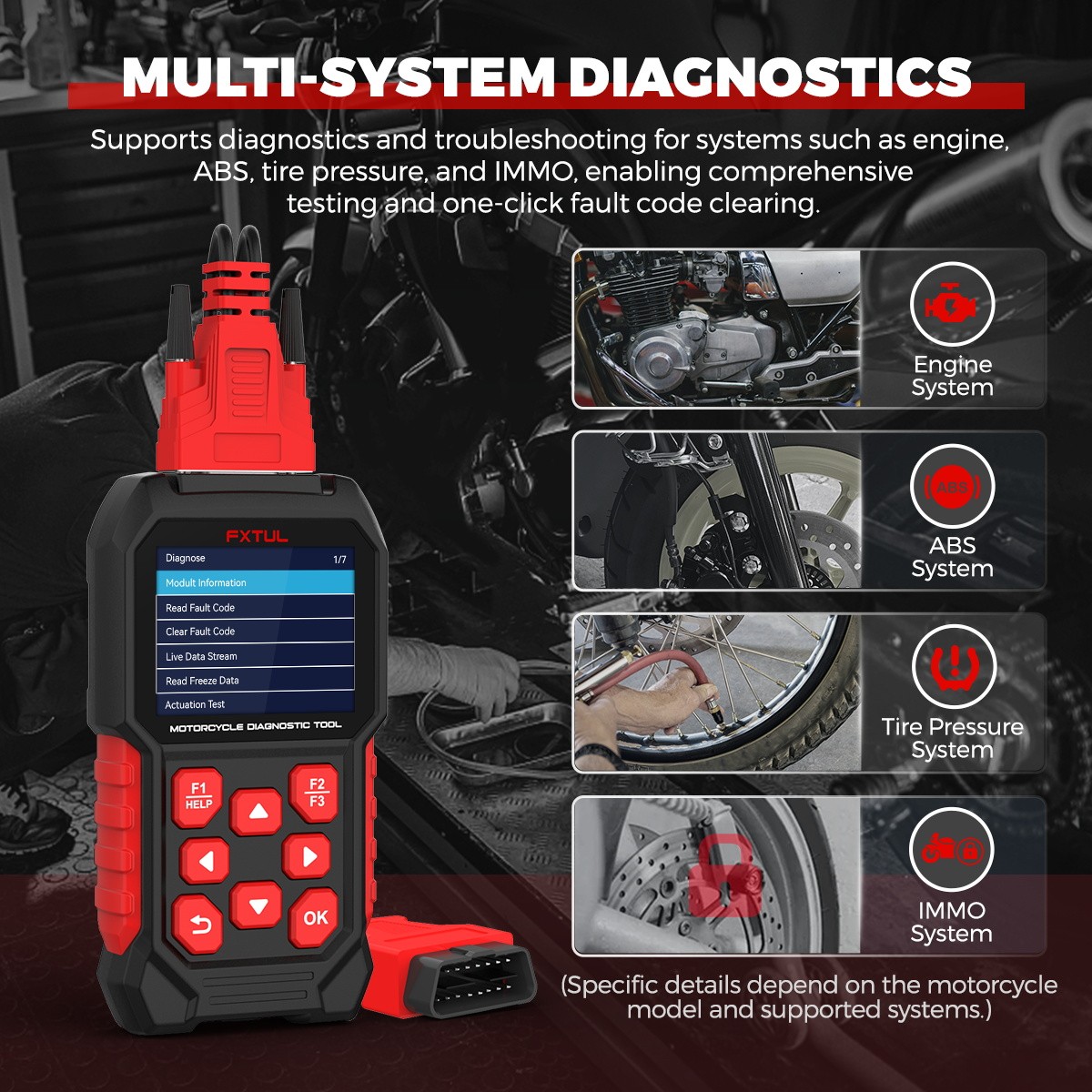 OBD2 Motorcycle Diagnostic Scanner Fault Code Reader ABS IMMO Fit For Harley