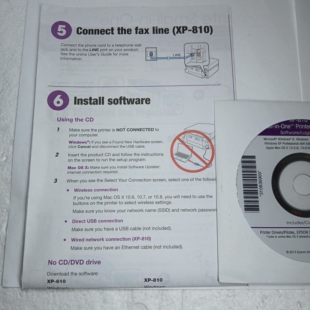 Epson XP-610 Printer Software CD