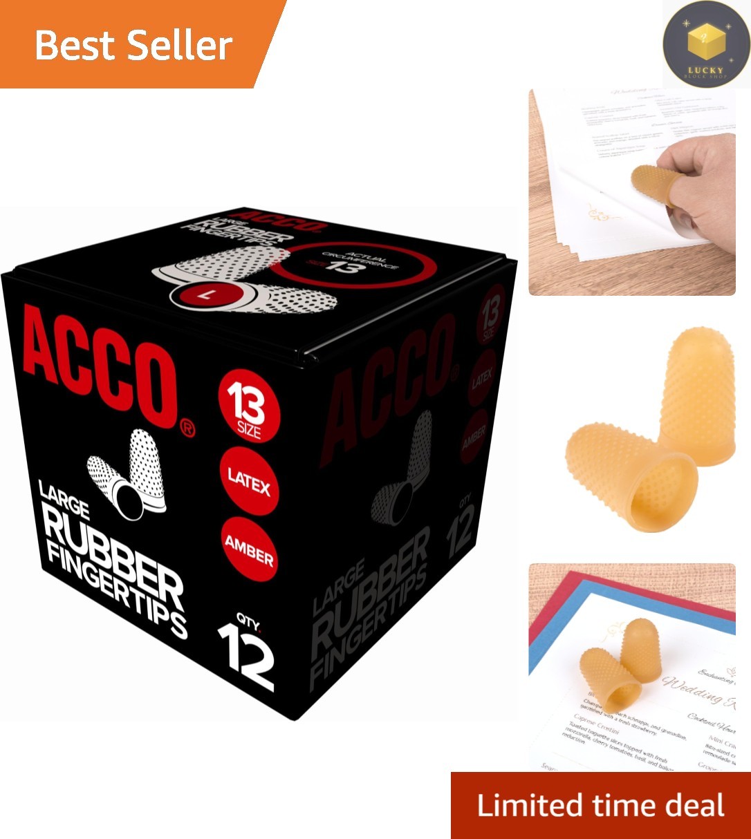 Superior Amber Rubber Finger Tips for Enhanced Grip - 12 Durable Units