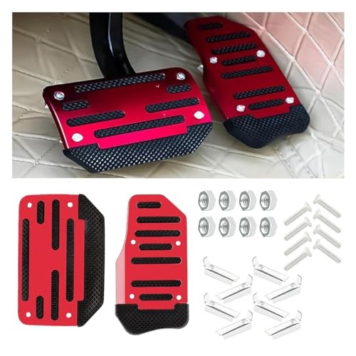 2PCS Non-Slip Car Pedal Covers, Automatic Transmission Gas Pedal Brake Red