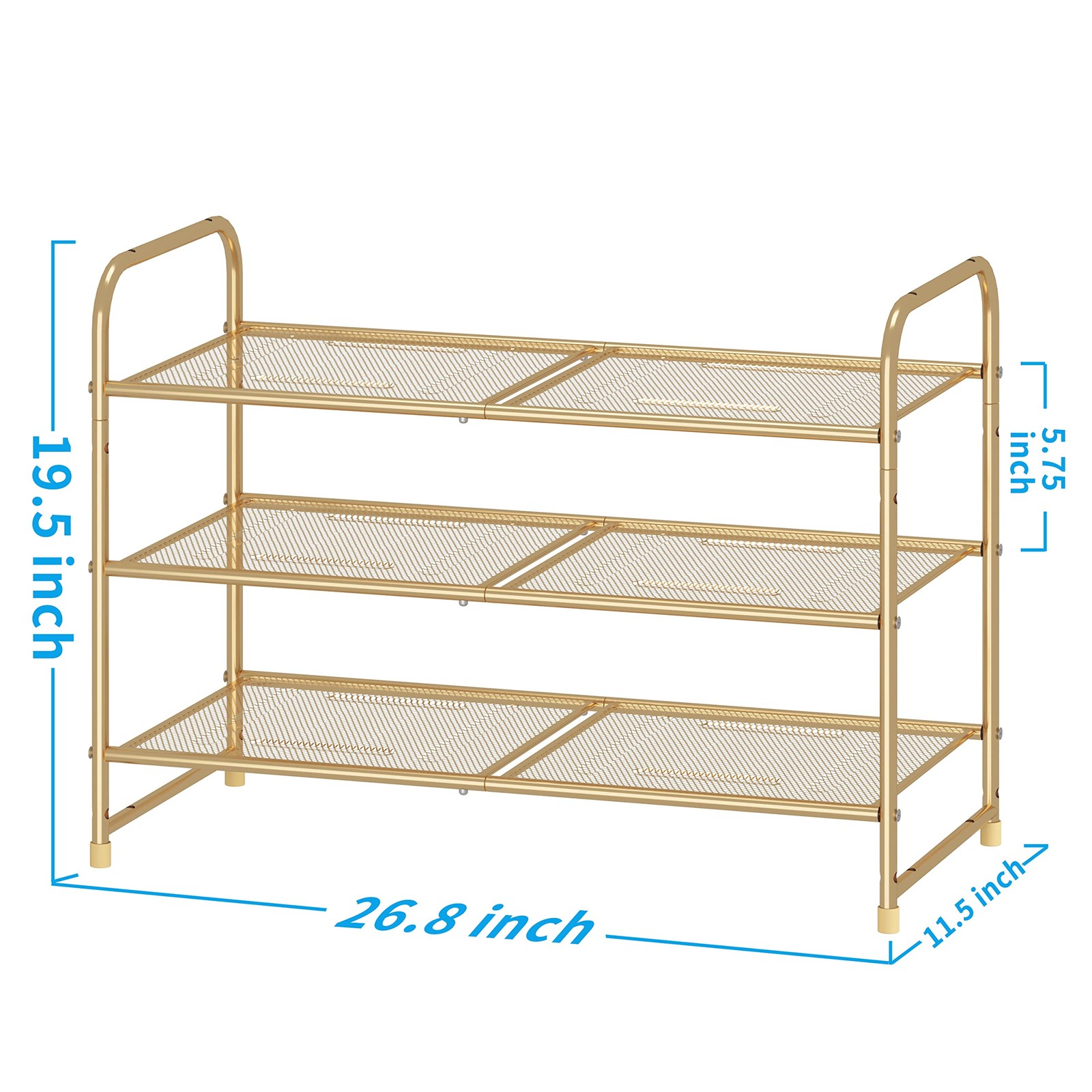 Simple Trending 3-Tier Stackable Shoe Rack, Expandable & Adjustable Shoe Shel...