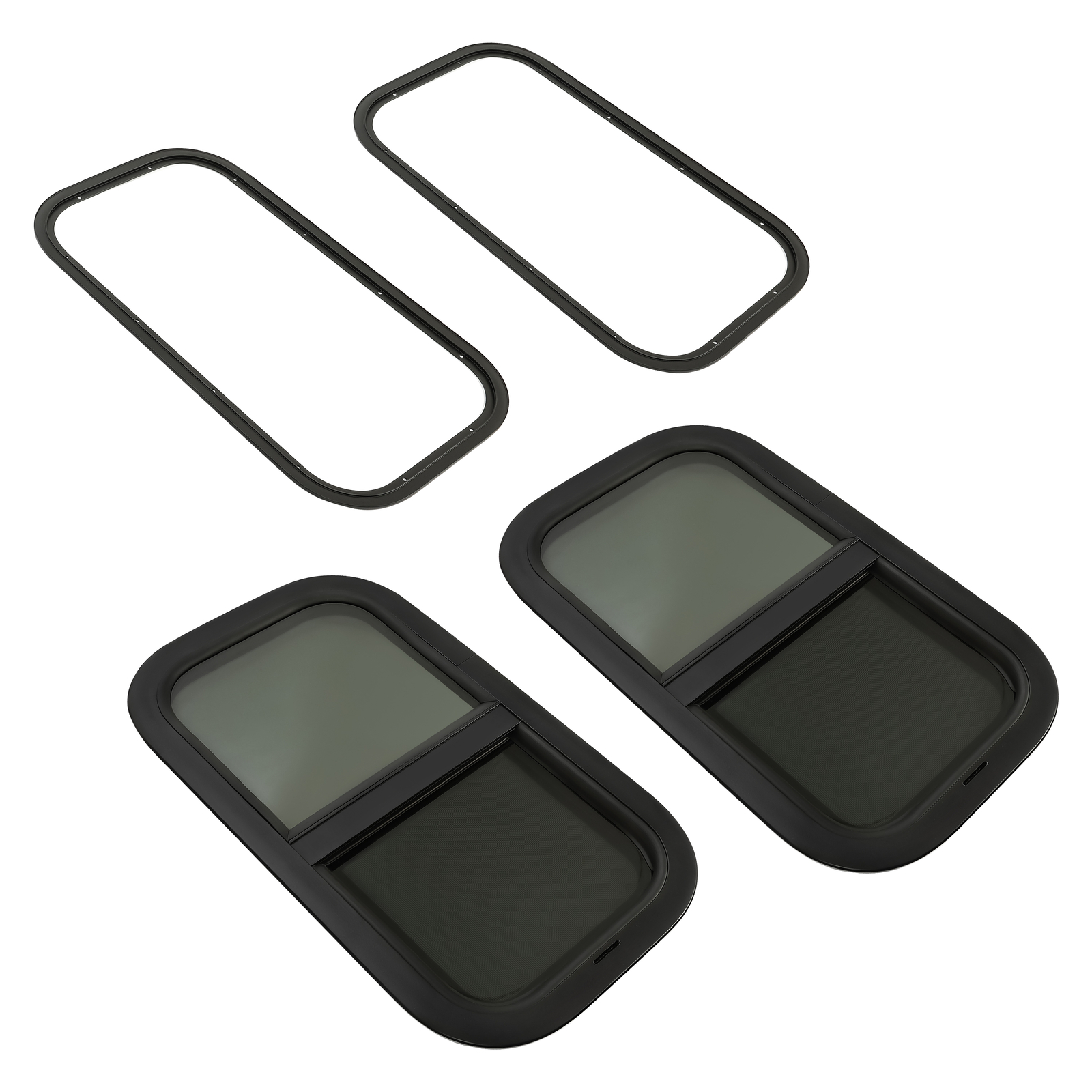 2 Pack 12 x 22 Wall Vertical RV Window Cargo Trailer W/ Screen & Trim Ring