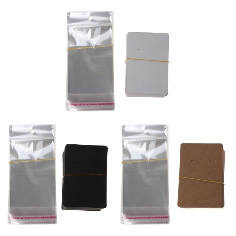 Jewelry Card Set Include Jewelry Display Cards Self-Seal Bag for Earring Packing