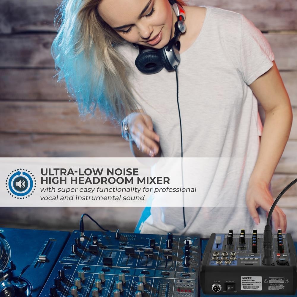 Pyle 4-Ch. Bluetooth Studio Mixer - DJ Controller Audio Mixing Console System