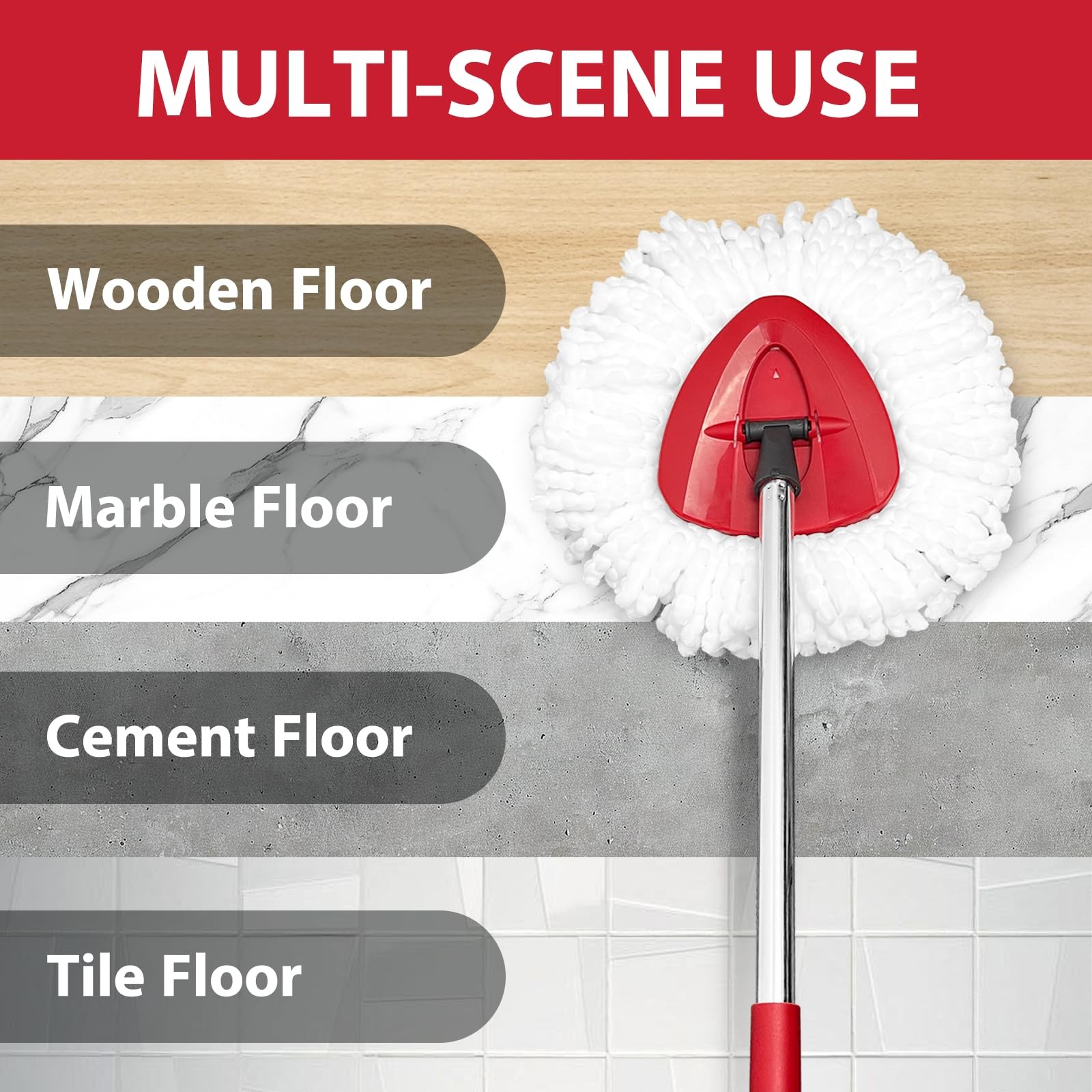 Spin Mop Replacement Set for O-Ceda EasyWring 1-Tank System, Includes 2 Mop H...