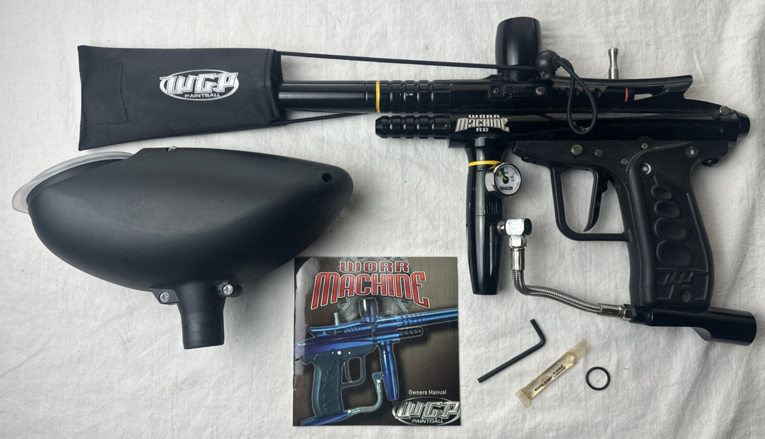 Worr Machine RG Paintball Gun Marker Tested Works Hopper Condom Owners Manual ++