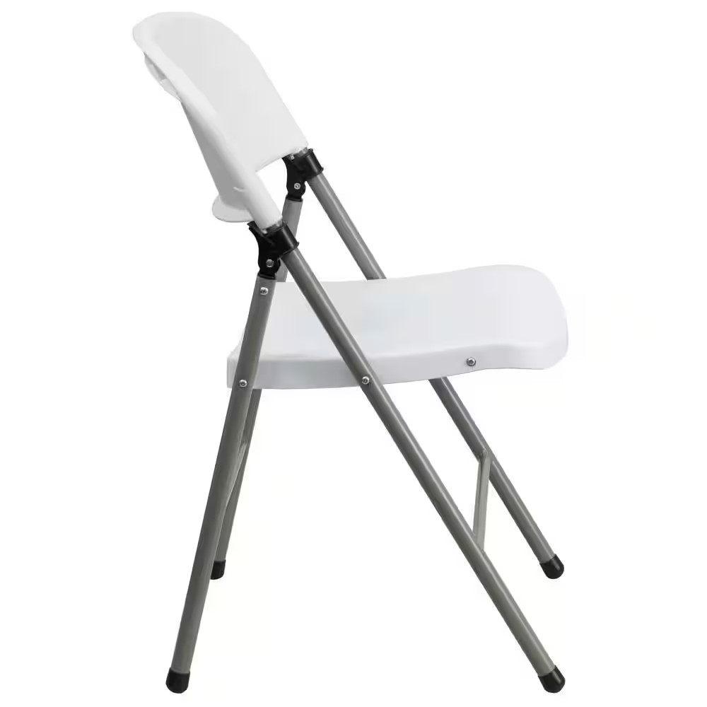 White Hercules Series Plastic Folding Event Chairs with Textured Seats, Lightwei