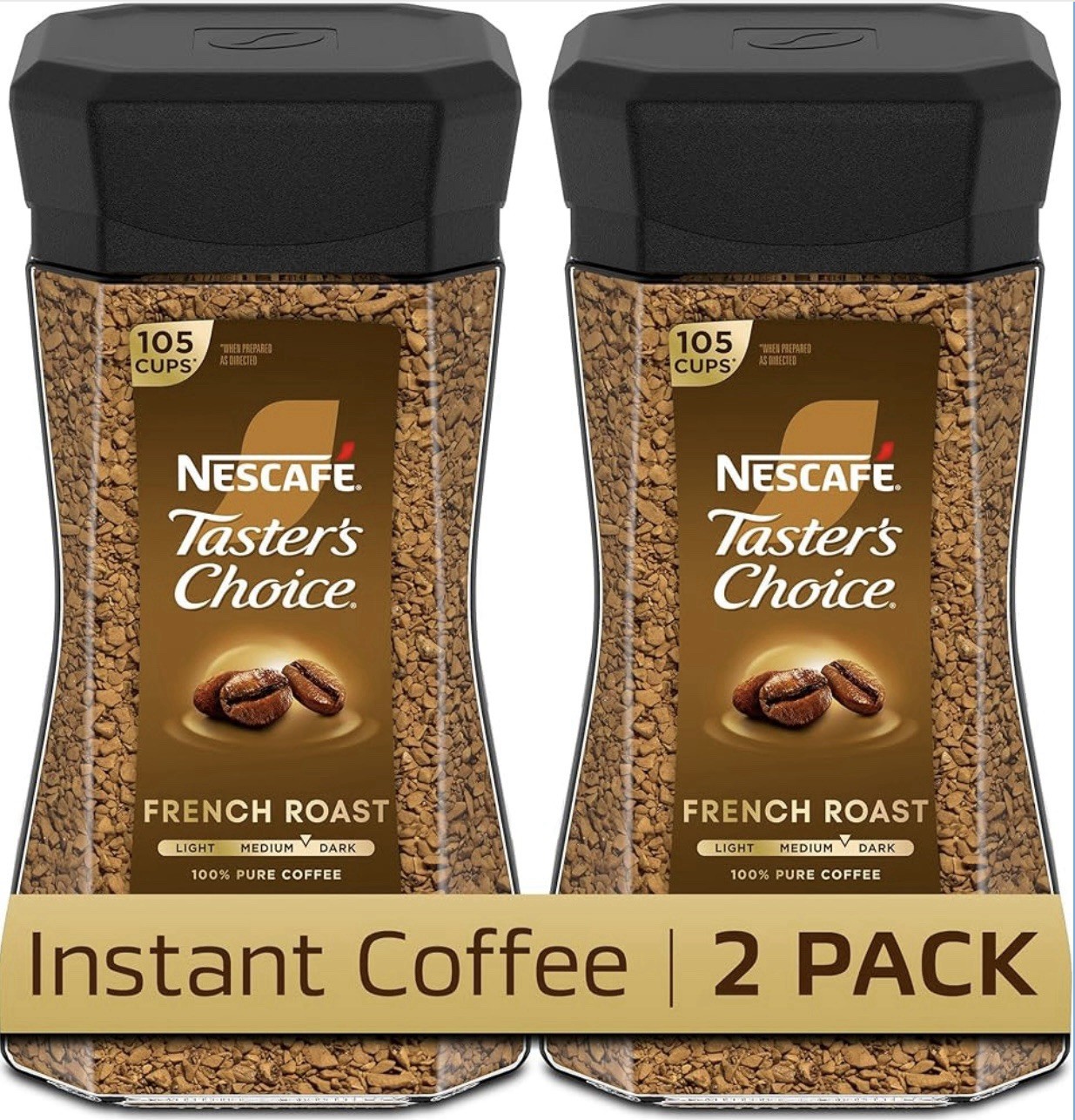 NESCAFÉ Instant Coffee, Dark Roast Coffee, French Roast, 2 Jars (7 Oz Each) New
