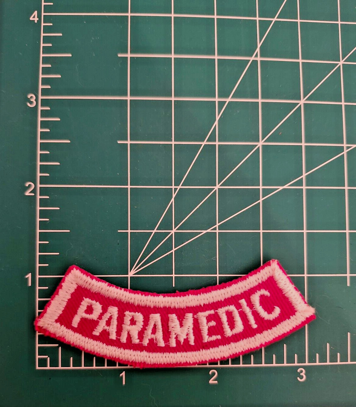 (2) PARAMEDIC Lower Rocker Patch WHITE on RED  Twill NOS