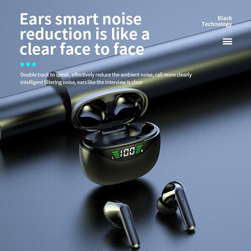 Bluetooth Earbuds Headset 5.3 Wireless Noise Cancelling with Charging Case TWS