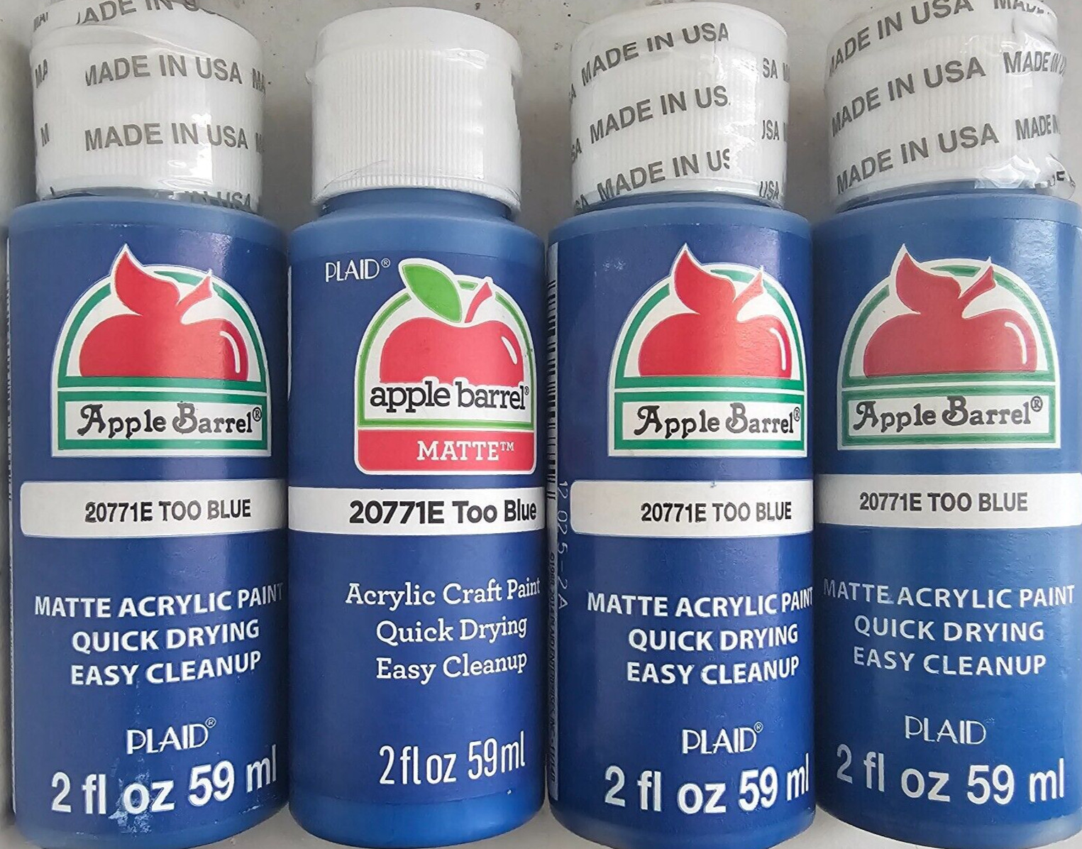 Too Blue (4x) 2oz Bottles - (8oz) Apple Barrel Matte Acrylic Paint