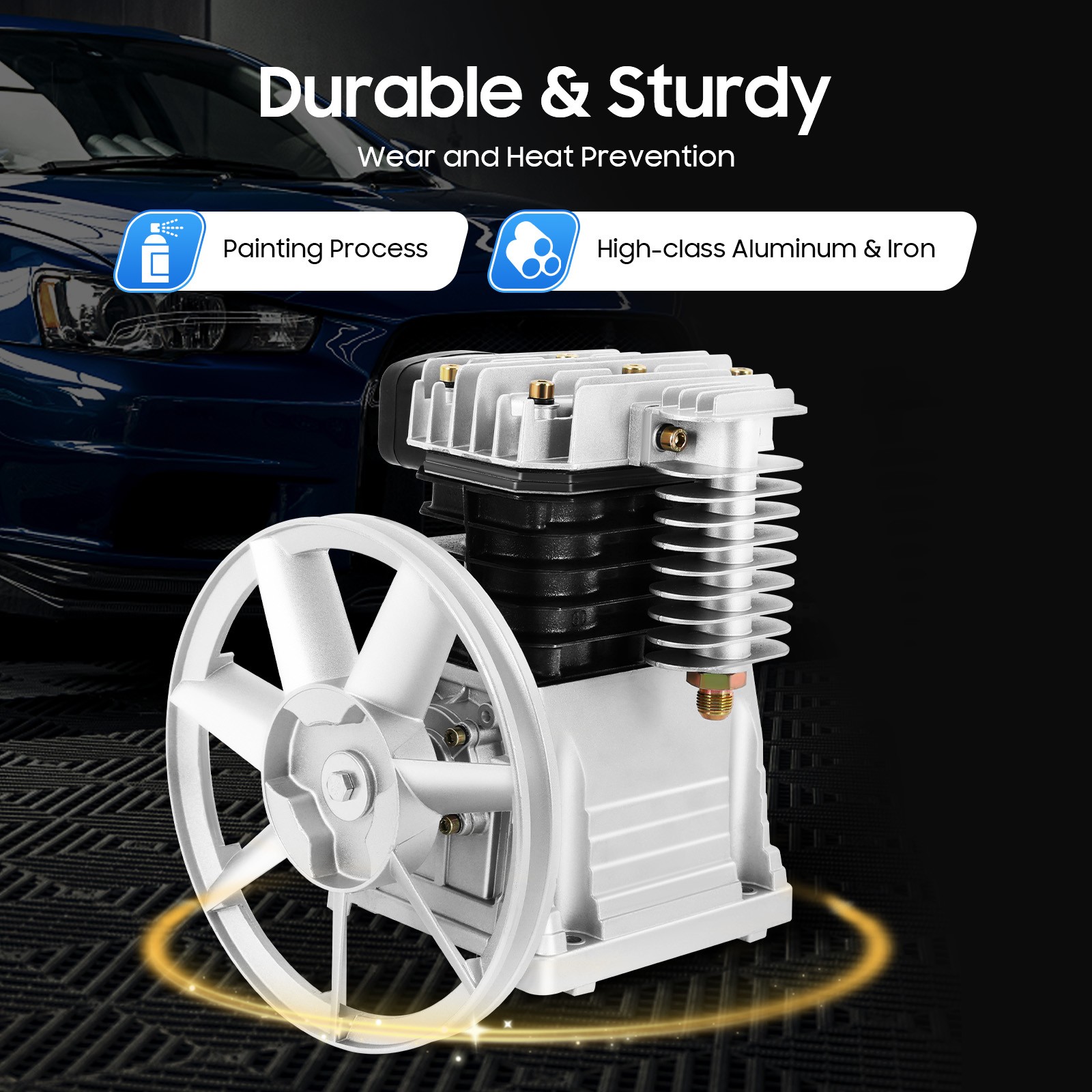 3HP Air Compressor Pump Head Single Stage Twin Cylinder Air Compressor Pump Head